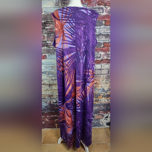 Anthony Original Tropical Palm Leaf Print Stretch Knit Dress - Picture 3 of 7